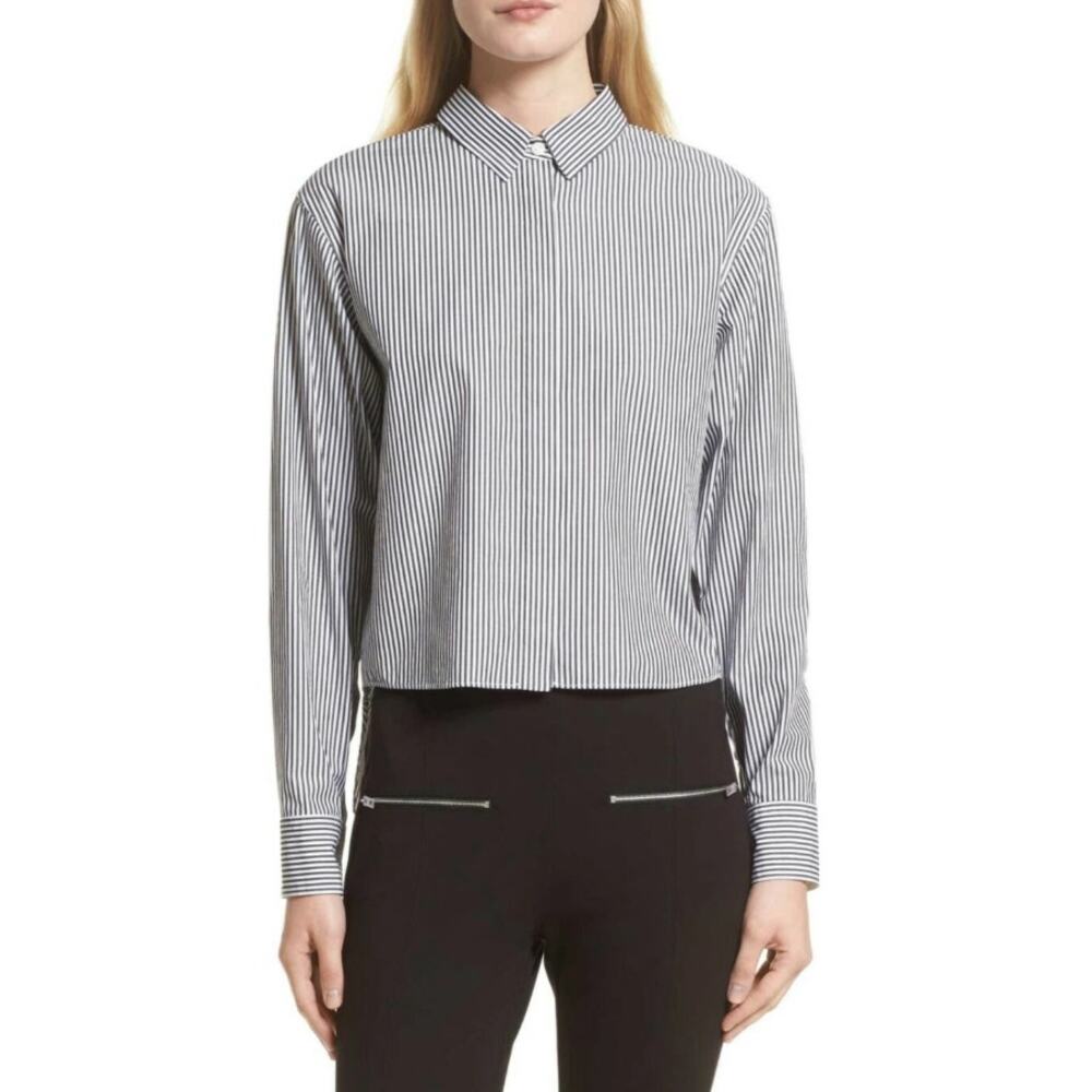 Rag And Bone Button Up Reversible Calder Top Black Pinstripes‎ Size XS